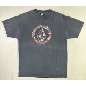 Volcom Stone Logo T-Shirt Black Distressed Graphic Tee Mens Large Skate Surf